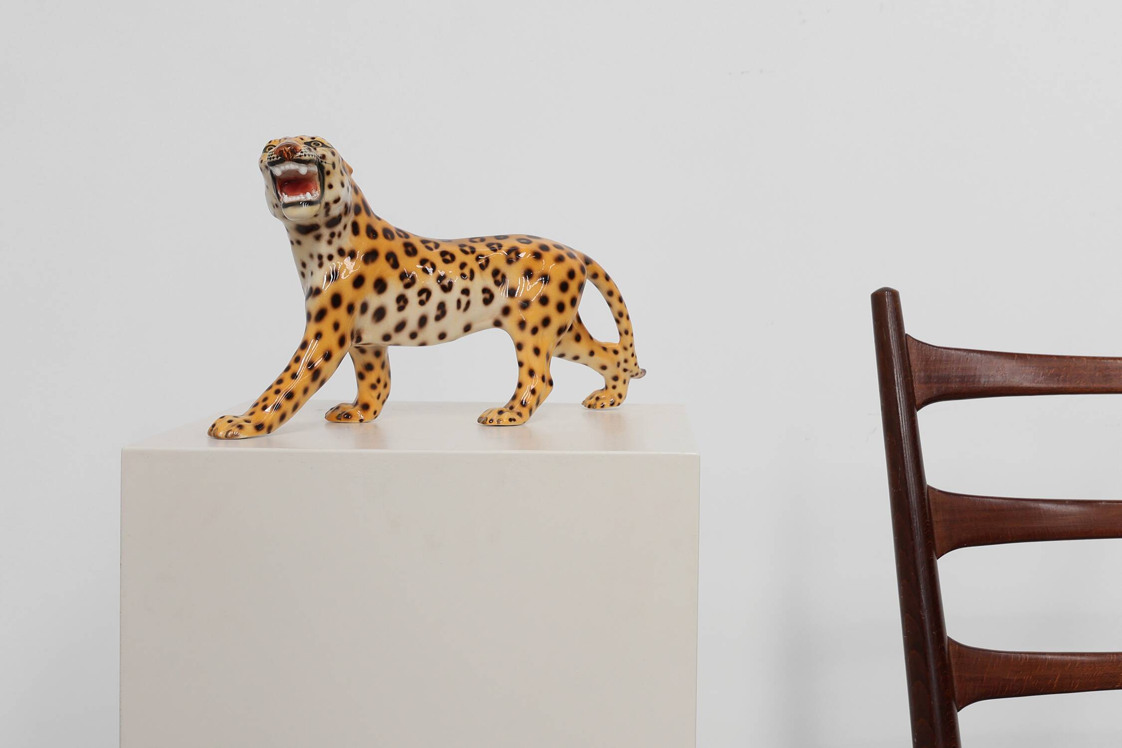 Hand‑Painted Ceramic Leopard Sculpture by Giovanni Rozan, Italy ca. 1950