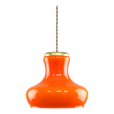 Suspension italienne vintage en verre orange et laiton