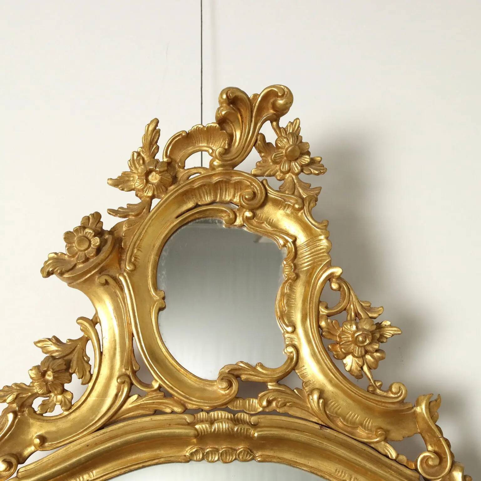 Antique baroque-style wooden mirror, Italy, 20th century
