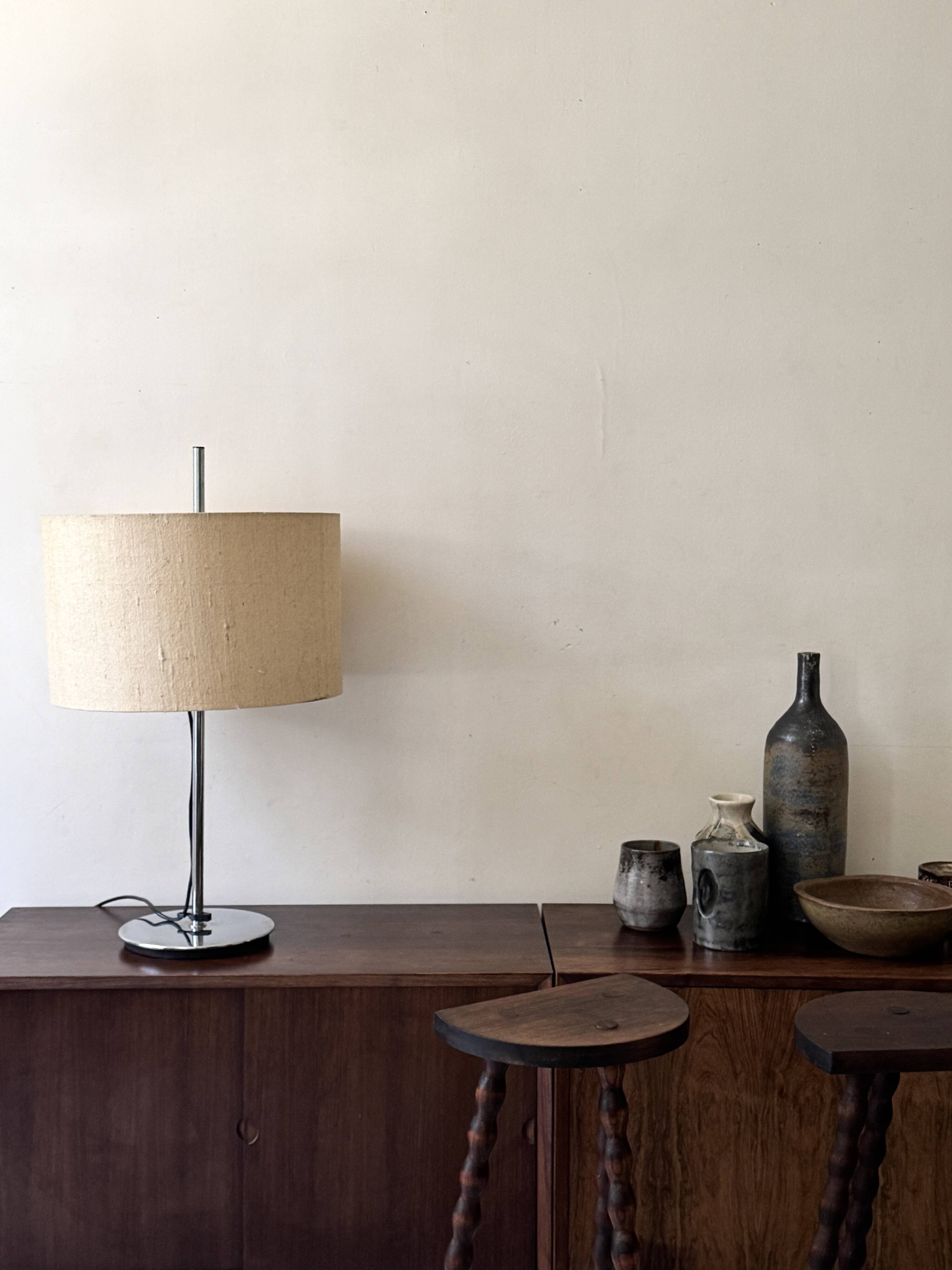 Lampe de table Staff Leuchten chrome et lin/coton, Germany 1970