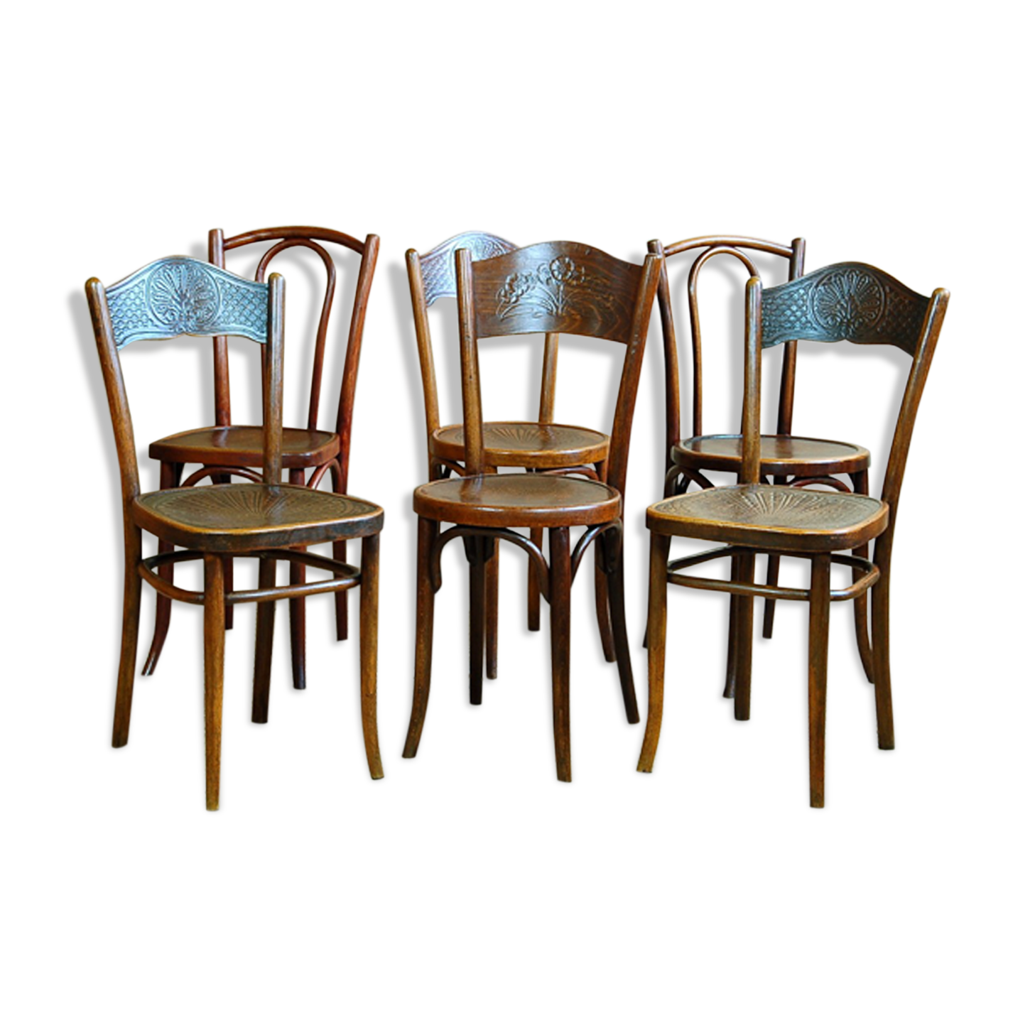 6 chairs bistro Thonet, Kohn, Japy early 20th century