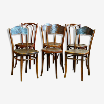 Set de 6 chaises bistrot Thonet Kohn Japy début XXe