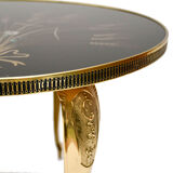 Round coffee table black glass floral brass structure D 60 cm vintage - Brocante Chic