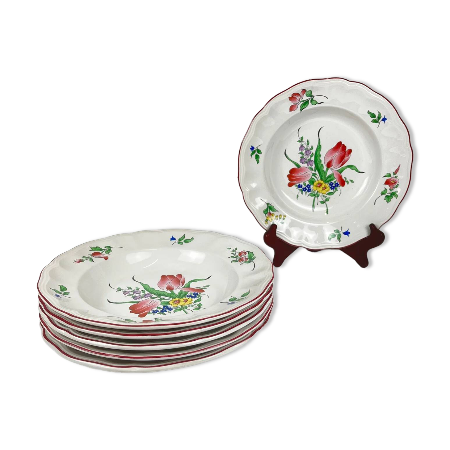 Set of 6 deep plates KG Lunéville "Réverbère"