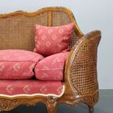 Antique Carved Sofa with Cane Sides , Czechoslovakia