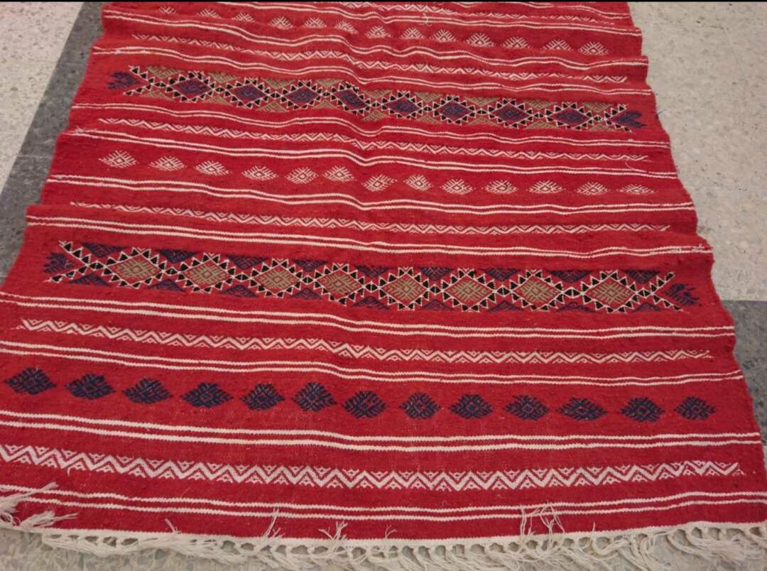 Red Berber kilim handmade carpets 200x118cm