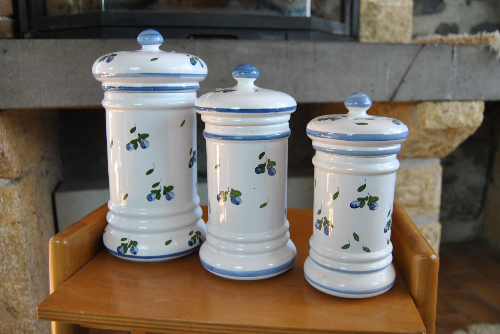 Set of 3 hand-painted cotton pots