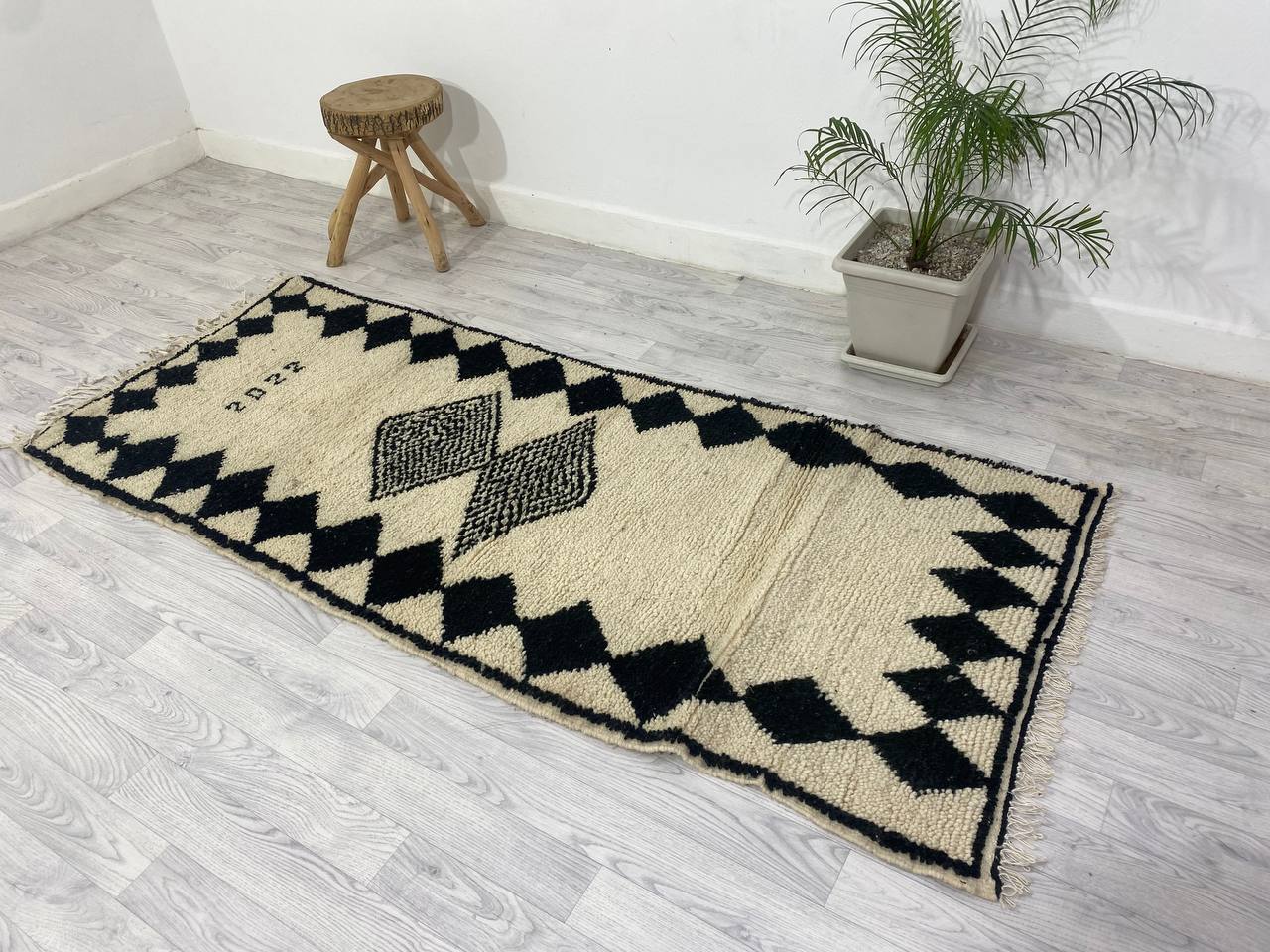 Handmade Moroccan Berber carpet 231 X 95 CM