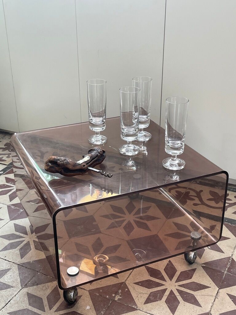 smoked plexi coffee table