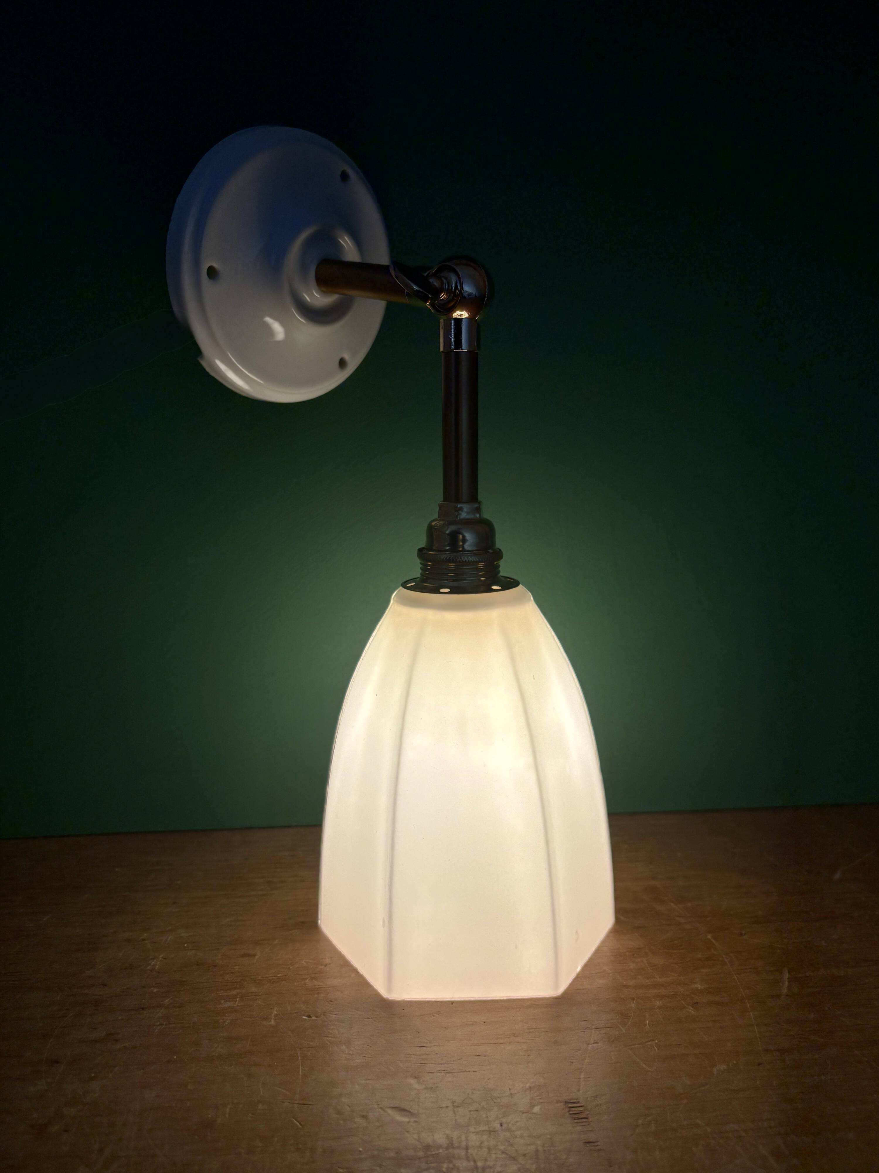 Vintage tulip wall light in white opaline