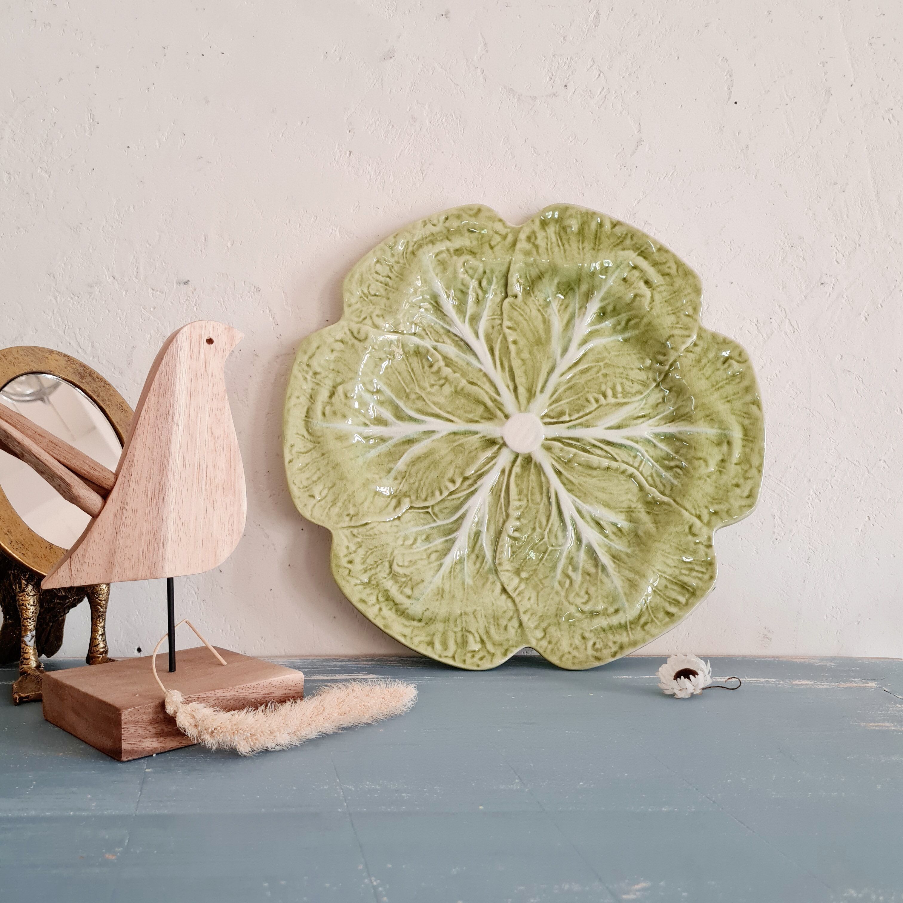 Green slurry dish antique cabbage pattern