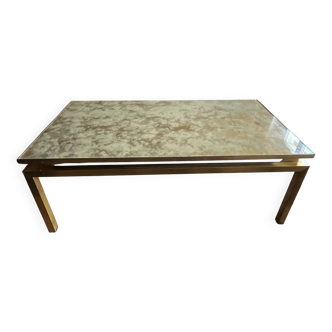 Brass coffee table with shaded lacquer top