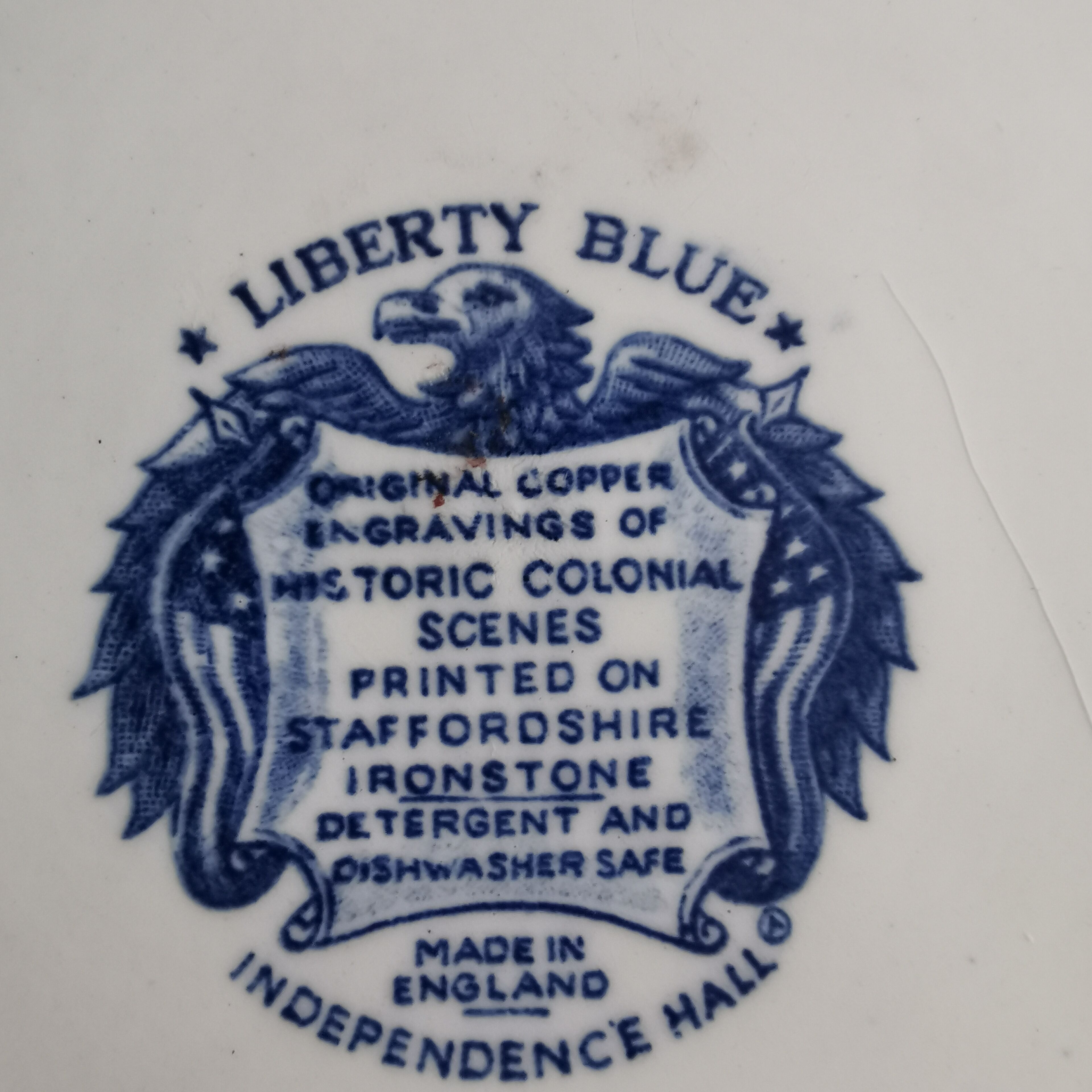 Antique Staffordshire Ironstone flat plate. “Liberty Blue” model. English manufacturing