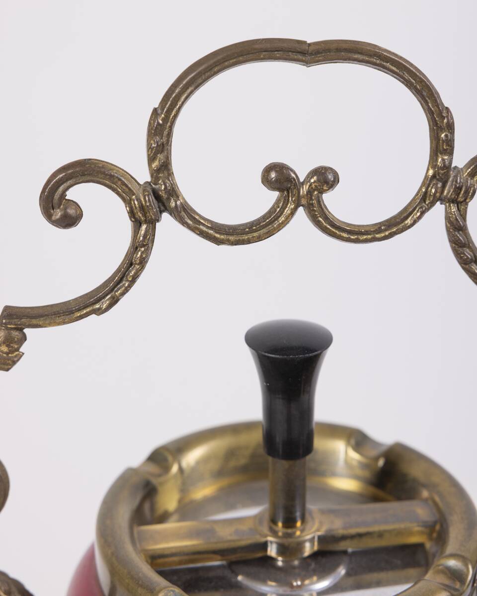 Vintage 1960s brass floor ashtray with decorative Italian design