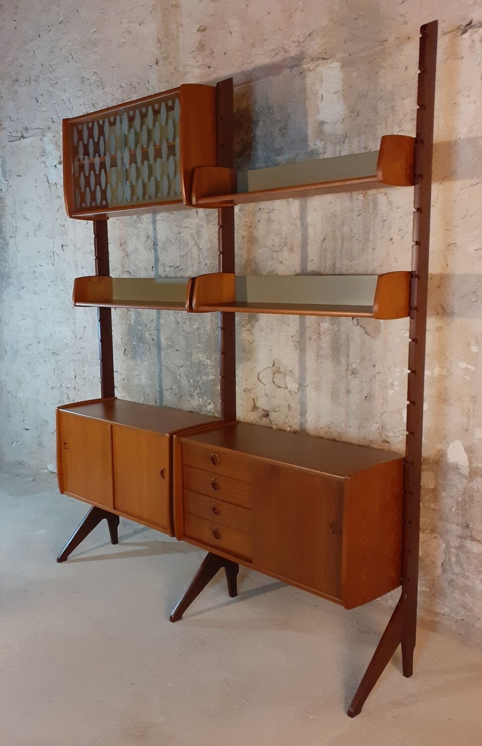 Self-supporting teak shelves ergo, vintage scandinavian 1960s