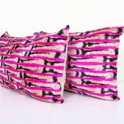 Matching silk ikat velvet pillows