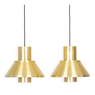 Pair of 2 Danish vintage pendant lamps Life by Jo Hammerborg, Fog og Morup