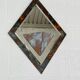Miroir Art Deco années 40 forme losange avec cache pot intégré