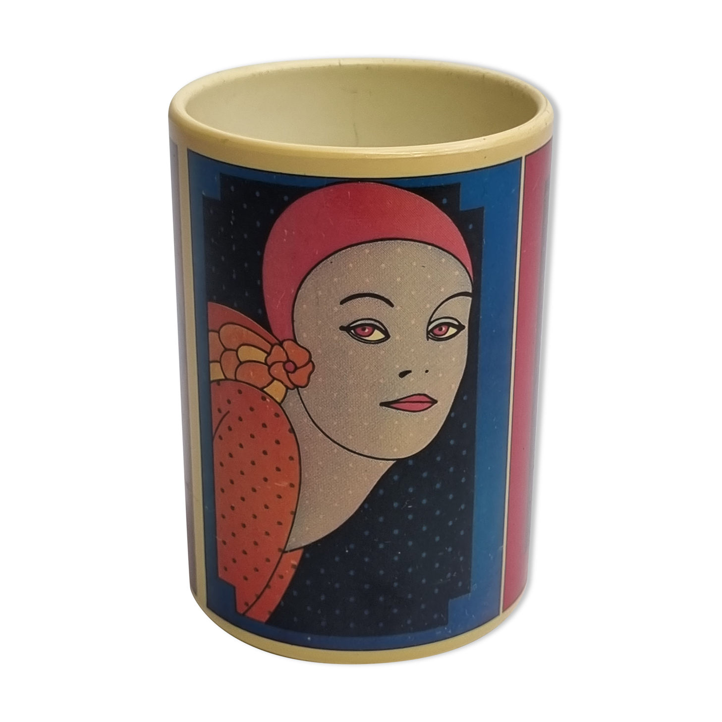 Vintage pencil pot 80s, pop art, Olivetti