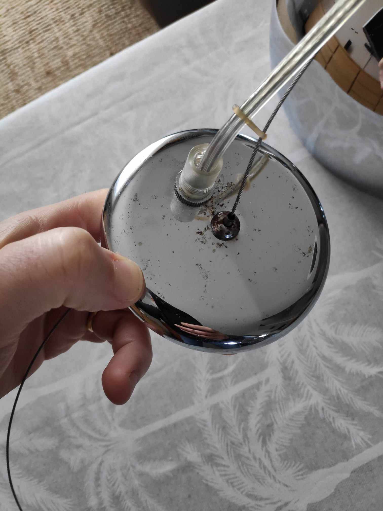 Magnificent vintage chrome pendant light