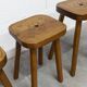 Set of 4 brutalist stools, handcrafted, 1960, flower.