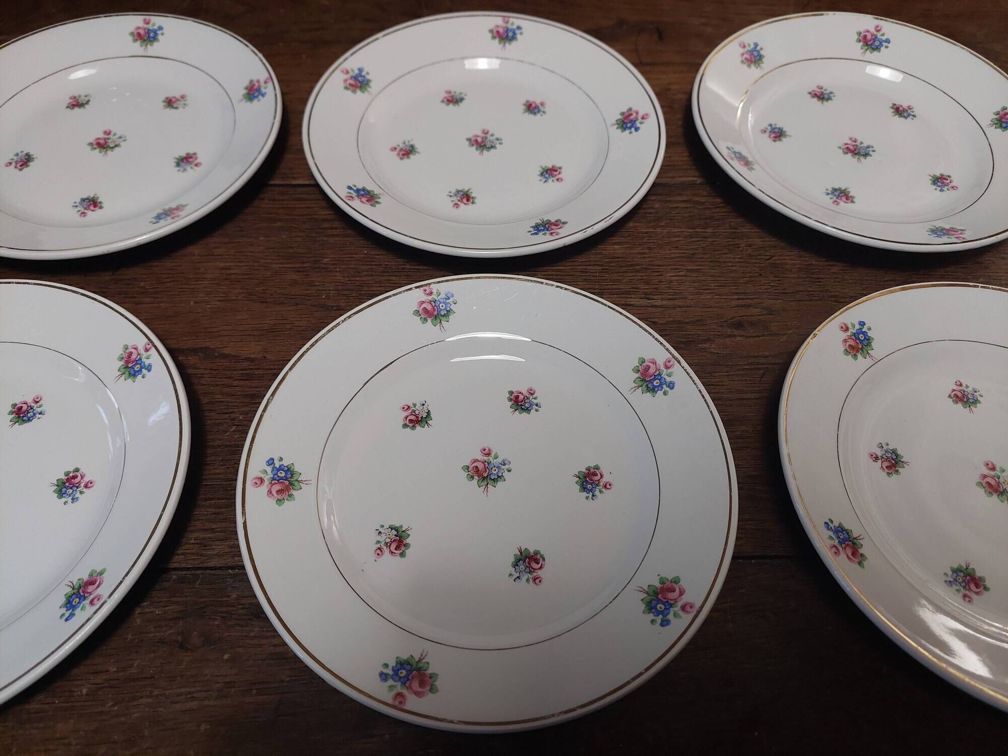 Set of six dessert plates Moulin des Loups Saint Amand Navarre pattern