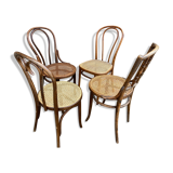 Set of 4 Bistro chairs mismatched curved wood