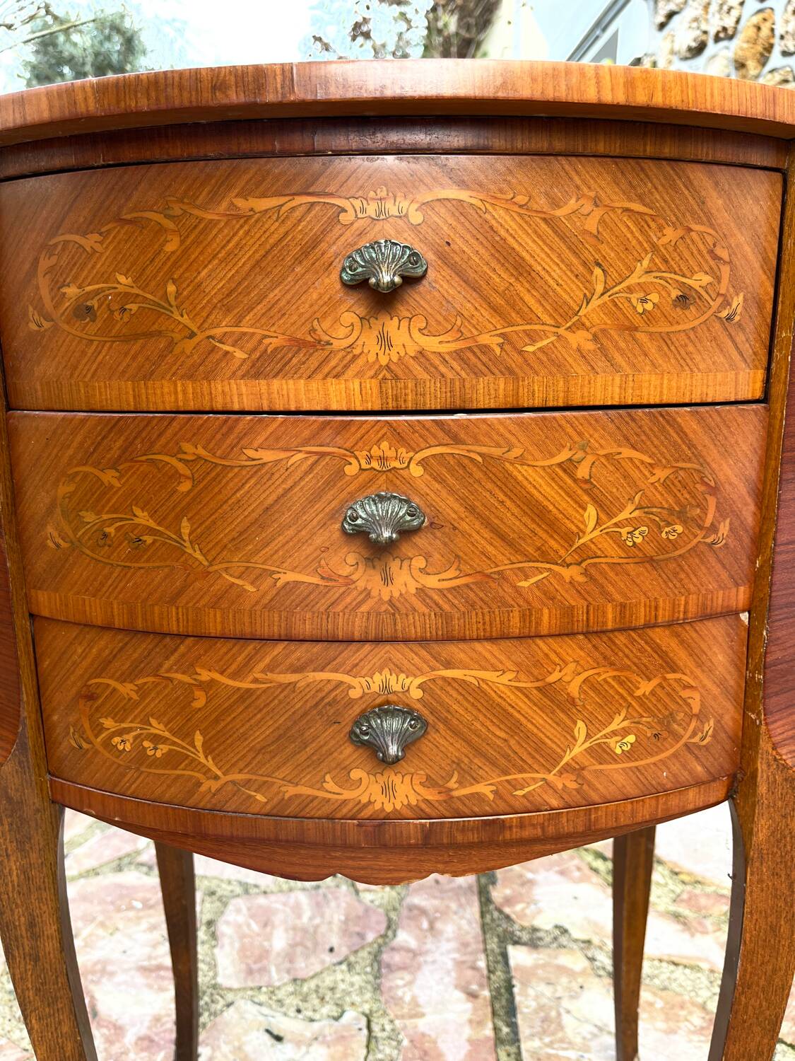 Pair of marquetry bedside tables
