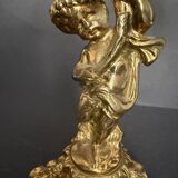 Antique crystal bowl on a bronze stand.