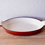 Red cast iron oven dish