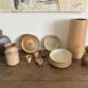 Vintage french stoneware ceramics set – mineral earth