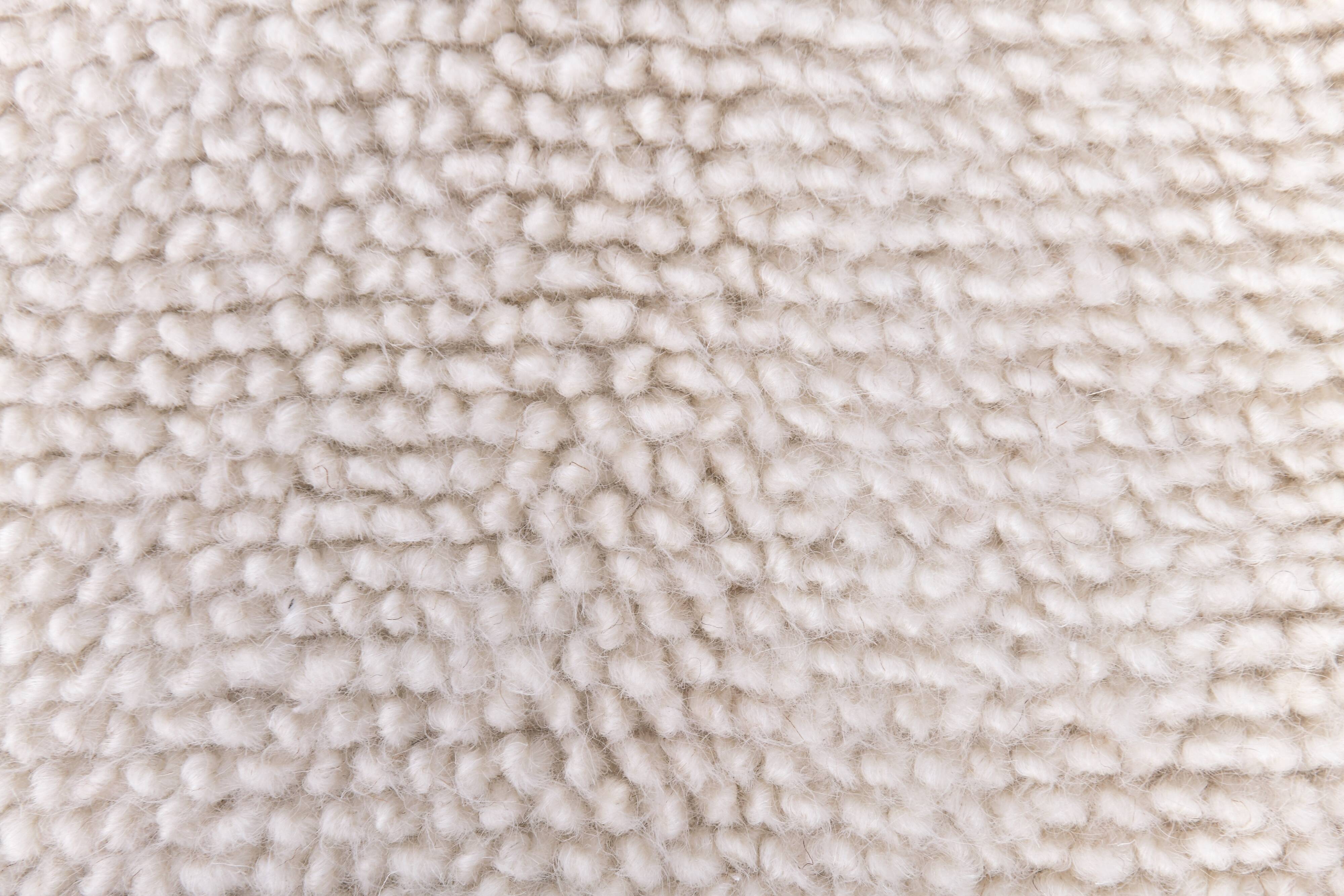 2x10 Neutral White Wool Moroccan Runner Rug, 67x301Cm