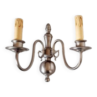 Wall lamp 2 lights dutch style metal antique silver