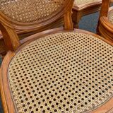 4 caned Louis XVI medallion dining chairs from the 19th century.
