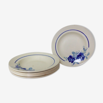 Set de 6 assiettes creuses vintage des établissements Grimaud Strasbourg modèle Poitiers en porcelaine