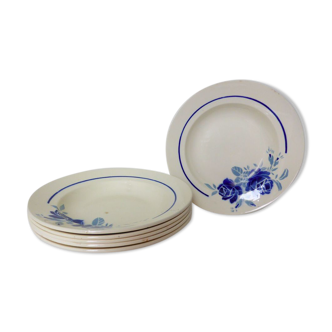 Set de 6 assiettes creuses vintage des établissements Grimaud Strasbourg modèle Poitiers en porcelaine