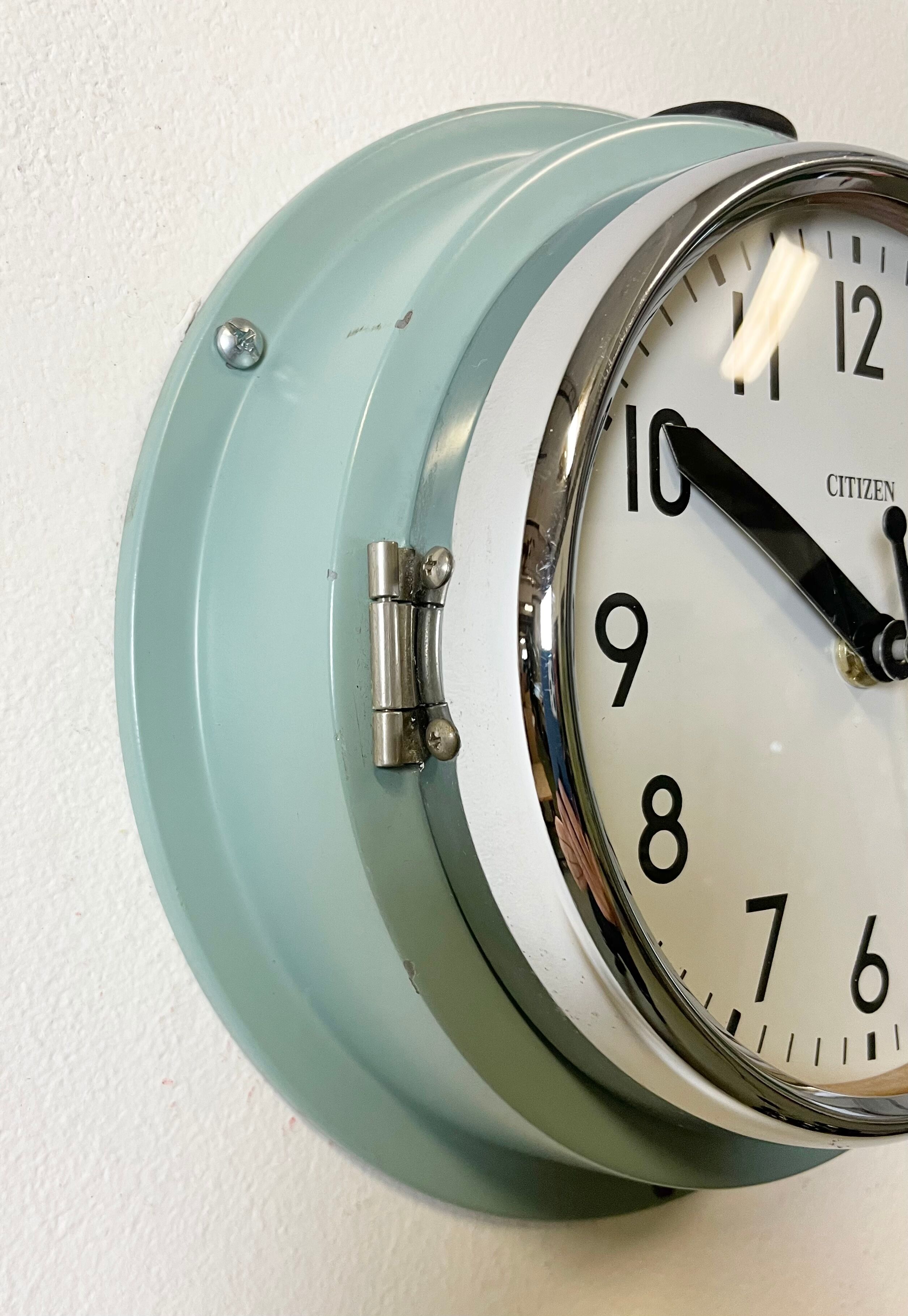 Vintage blue citizen navy wall clock, 1970s