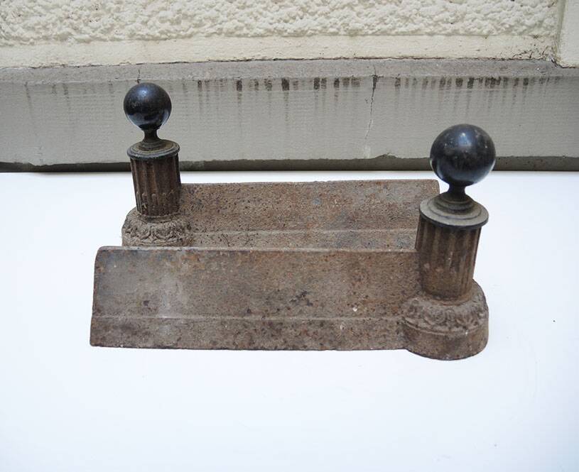 Old neoclassical style cast iron andirons