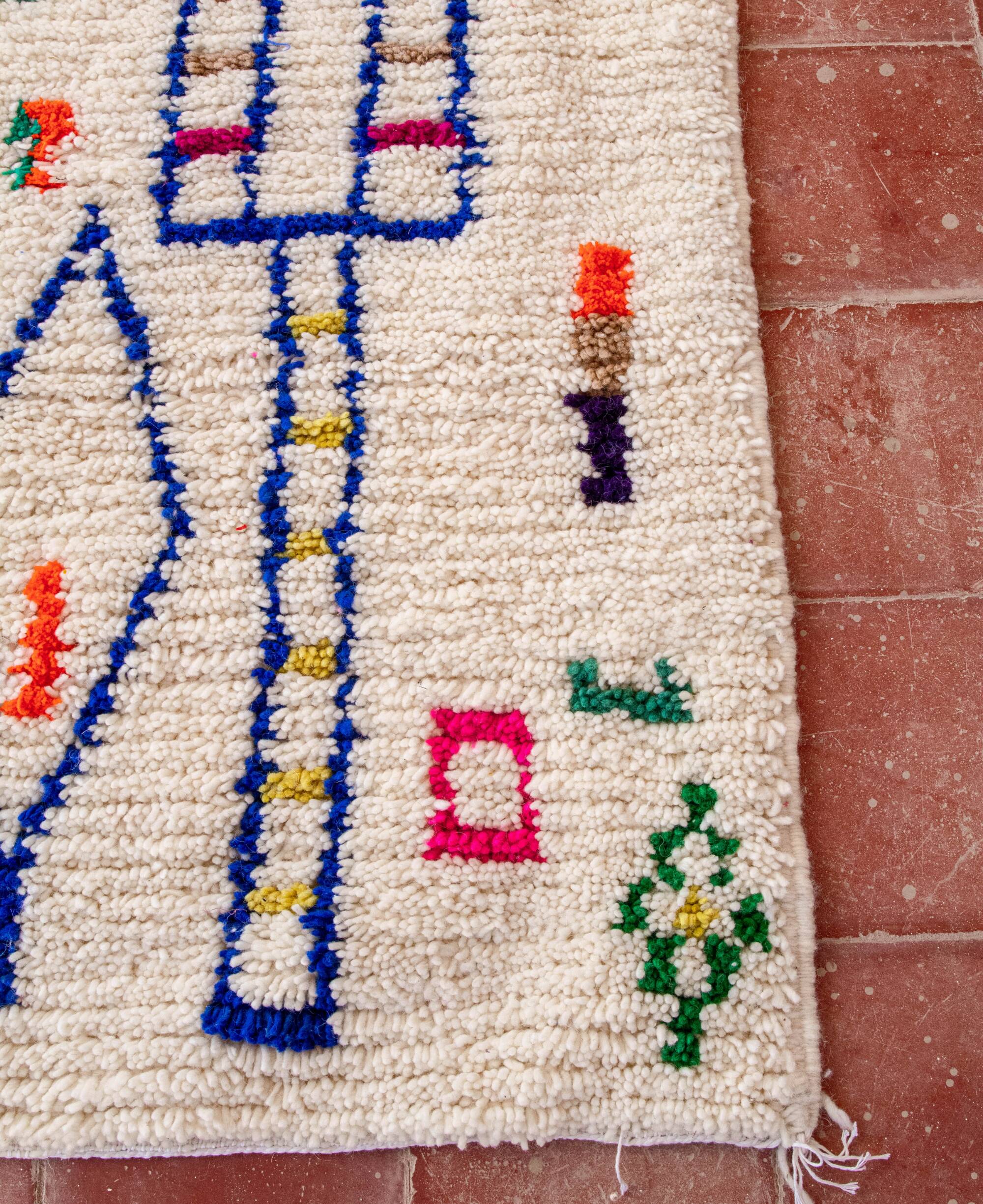 Azilal Moroccan Rug – Colourful Berber Symbols Wool Area Rug | 300x250