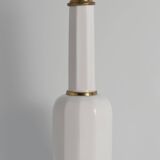 White Opaline Glass & Brass Heiberg Table Lamp, Denmark, Mid-19th century