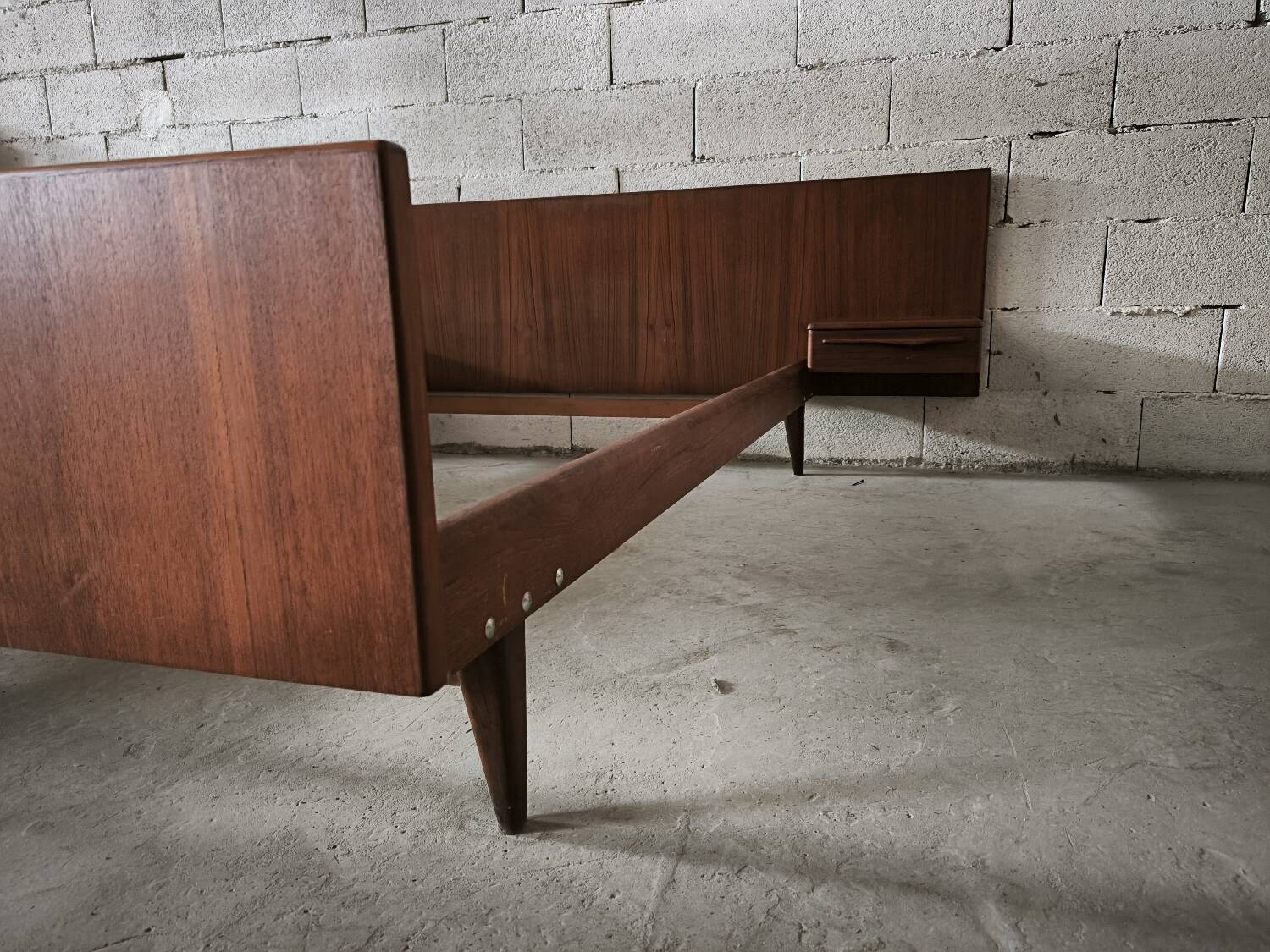 Vintage teak Scandinavian bed