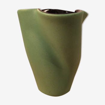 Vase Elchinger trilobed ceramic two-tone green black 60s