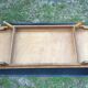 Vintage wardrobe with compass feet in oak and oak cp with 2 sliding doors.
