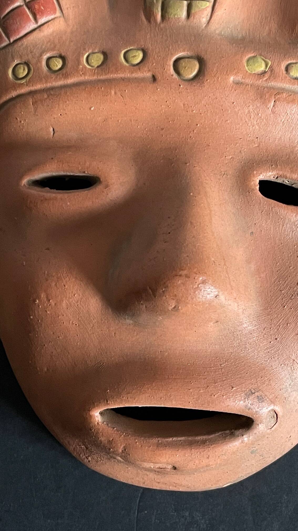 Masque terre cuite reproduction vintage mexique