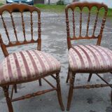 Pair of Napoleon 3 style chairs in natural wood