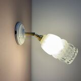 Vintage globe wall lamp in half frosted, half transparent glass