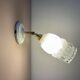 Vintage globe wall lamp in half frosted, half transparent glass