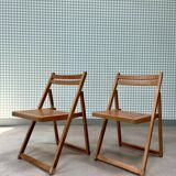 Pair of 70s wooden folding chairs