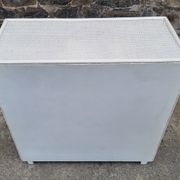 White Maugrion chest of drawers, wood and rattan, 80s