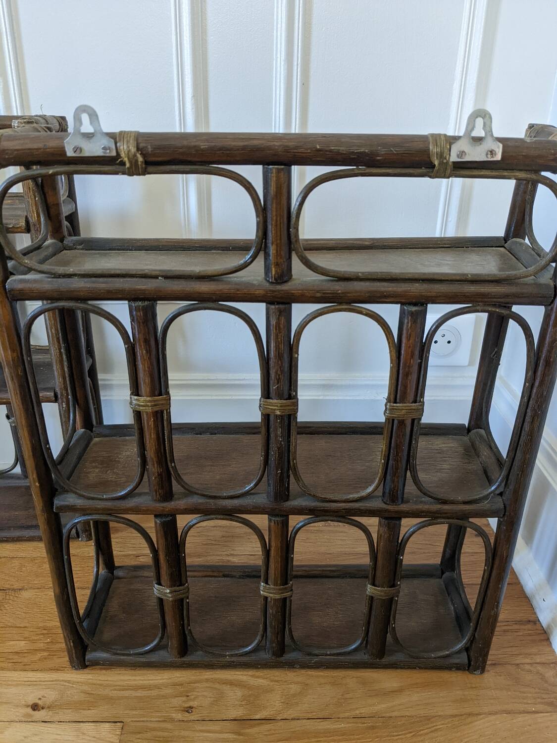 Pair of rattan shelves